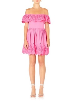 Endless Rose Scalloped Off the Shoulder Broderie Anglaise Dress