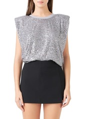 Endless Rose Sequin Shoulder Pad Top