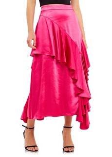 Endless Rose Waterfall Ruffle Satin Maxi Skirt