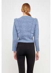 endless rose Women's Chunky Wool Knit Detailed Sweater - Blue