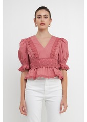 endless rose Women's Combination Eyelet Lace Top - Rose