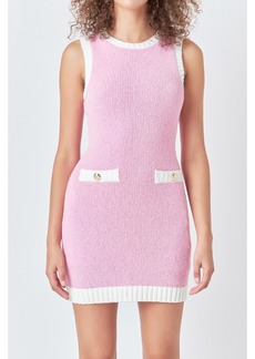 endless rose Women's Crochet Knit Mini Dress - Pink/ivory