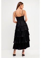 endless rose Women's Mixed Media Maxi Dress - Black