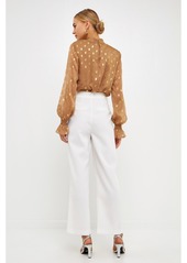 endless rose Women's Polka Dot Chiffon Blouse - Tan