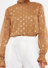 endless rose Women's Polka Dot Chiffon Blouse - Tan