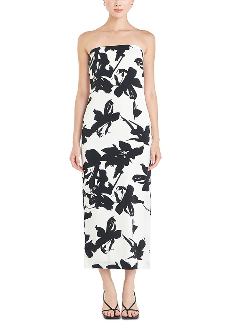 endless rose Women's Printed Strapless Maxi Dress - Cream/blac