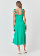 endless rose Women's Rosette-Strap Square-Neck Midi Dress - Kelly Green