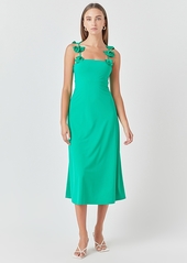 endless rose Women's Rosette-Strap Square-Neck Midi Dress - Kelly Green