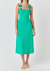 endless rose Women's Rosette-Strap Square-Neck Midi Dress - Kelly Green