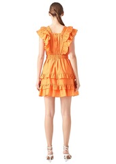 endless rose Women's V-Neck Ruffle-Trim Mini Dress - Orange