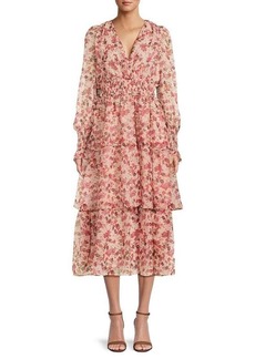 Endless Rose Floral Flounce Tiered Midi Dress