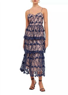 Endless Rose Layered Midi Dress In Navy / Blue