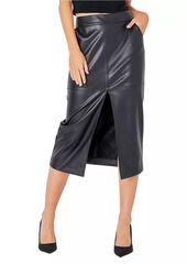 Endless Rose Leather Front Slit Midi Skirt