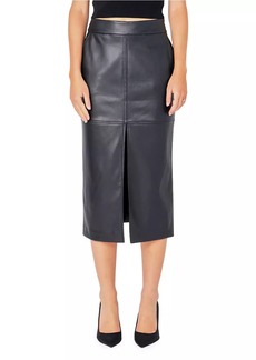Endless Rose Leather Front Slit Midi Skirt