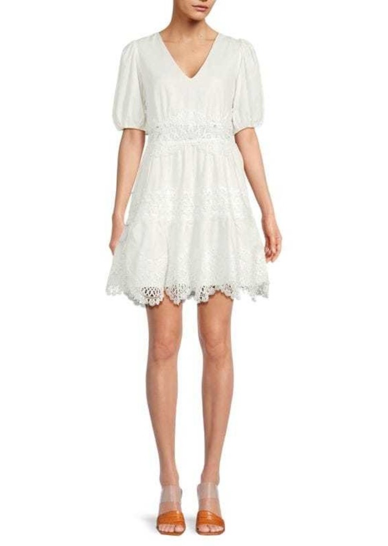 Endless Rose Puff Sleeve Lace Mini Flare Dress