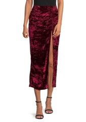 Endless Rose Velvet Ruched Slit Midi Skirt
