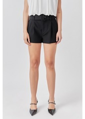 Endless Rose Women's Belted Mini Shorts - Black