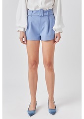 Endless Rose Women's Belted Mini Shorts - Clean blue
