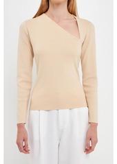 endless rose Women's Cut out Long Sleeve Knit Top - Ivory