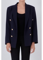 Endless Rose Women's Double Breasted Suit Blazer - Navy