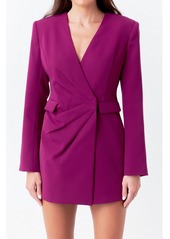 Endless Rose Women's Drapped V-neckline Blazer Romper - Purple