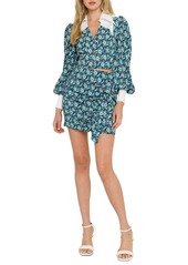 Endless Rose Floral Contrast Yoke Blouse in Navy Multi at Nordstrom
