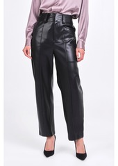 Endless Rose Women's Faux Leather Wide Pocket Pants - Jet black