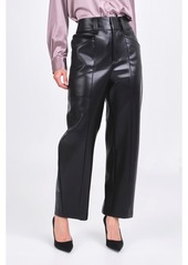 Endless Rose Women's Faux Leather Wide Pocket Pants - Jet black