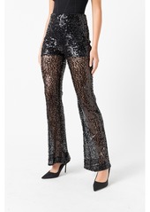 Endless Rose Women's Flared Sequins Pants - Black