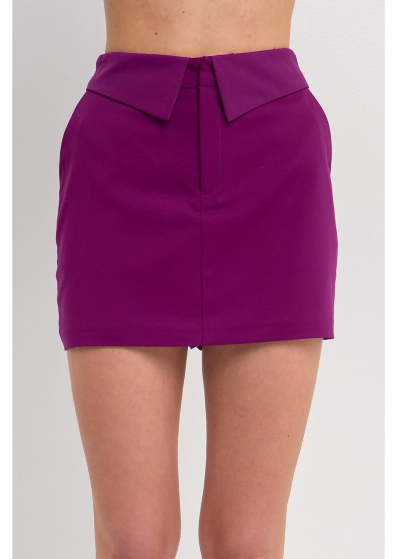 endless rose Women's Fold Waist Mini Skort - Purple
