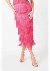 Endless Rose Women's Fringe Tiered Maxi Skirt - Fuchsia