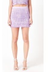 Endless Rose Women's Fringe Tiered Mini Skirt - Lilac