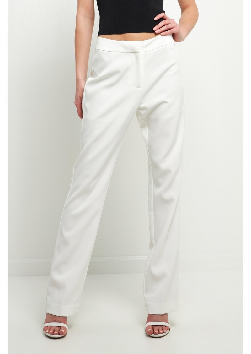 Endless Rose Women's Full Length Low Rise Pants - White
