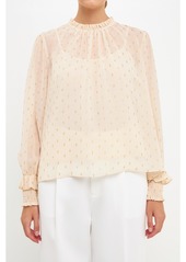 endless rose Women's Gold Foil Polka Dot Blouse - Cream