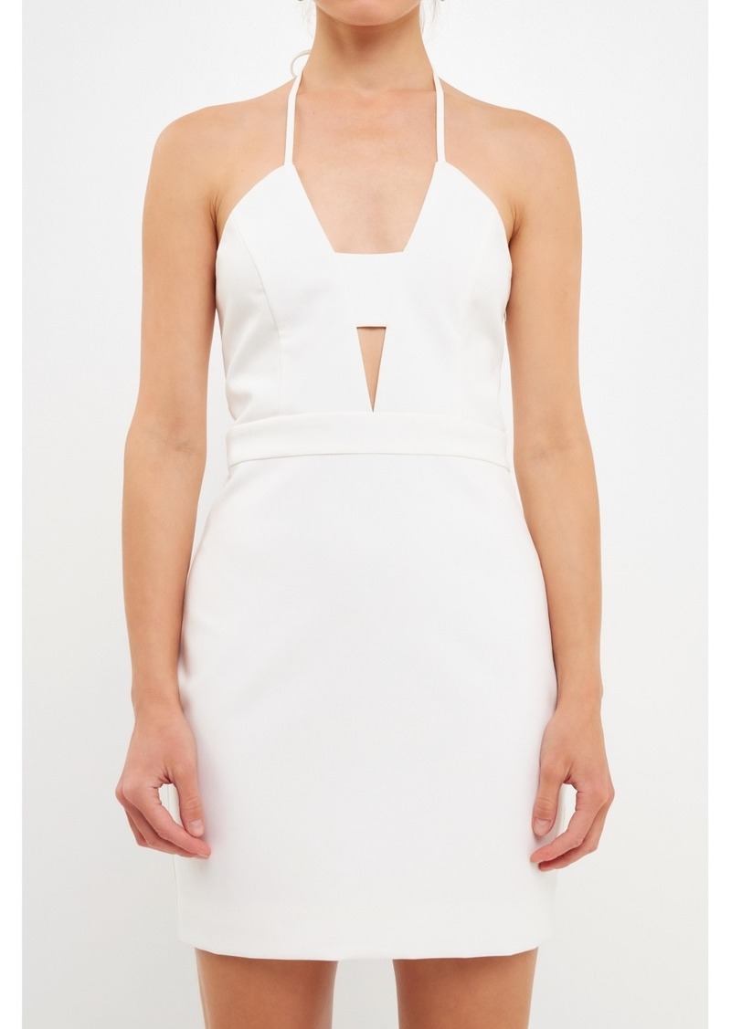 Endless Rose Women's Halter Neck Cut Out Mini Dress - White