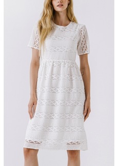 Endless Rose Women's Lace Midi Dress - White