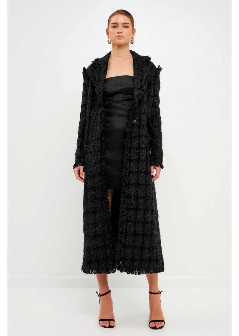 Endless Rose Women's Long Tweed Coat - Black