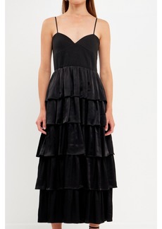 endless rose Women's Mixed Media Maxi Dress - Black