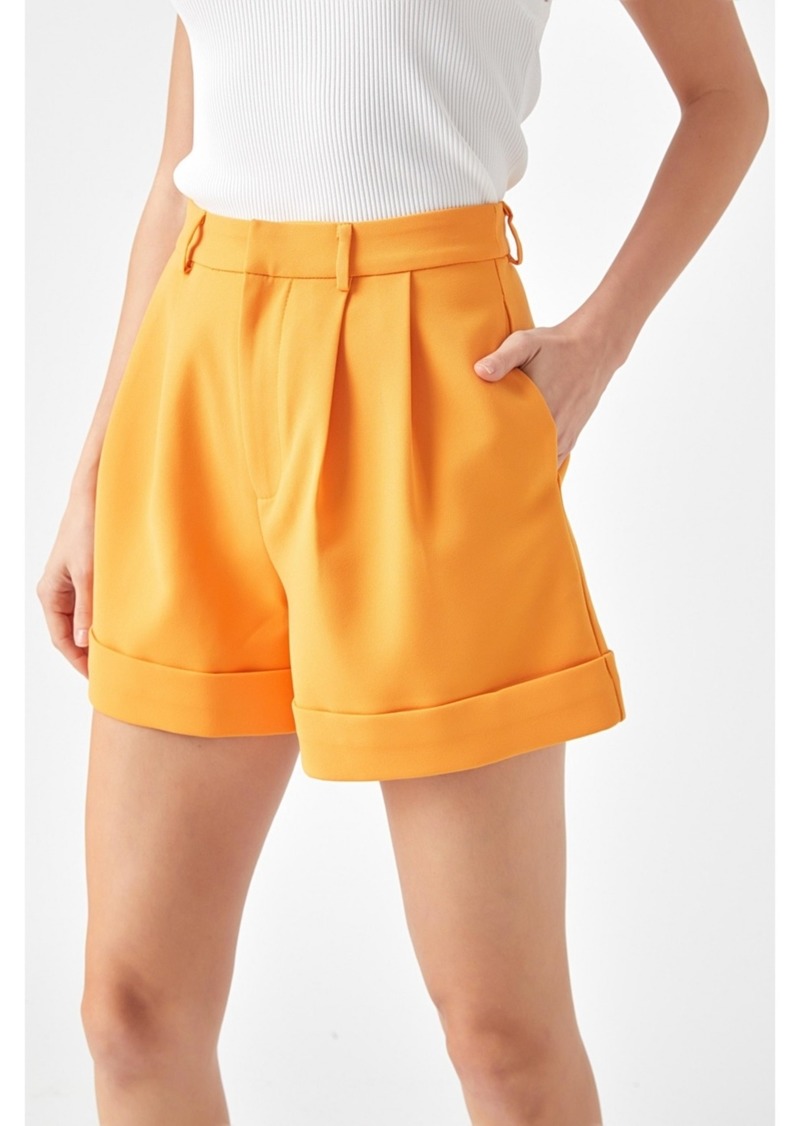 Endless Rose Women's Pin tucked Shorts - Bright Orange