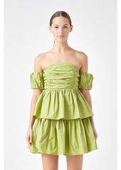 Endless Rose Women's Ruched Off The Shoulder Mini Dress - Pistachio