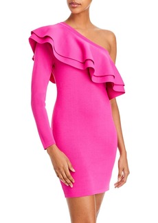 Endless Rose Womens Ruffled One Shoulder Cocktail and Party Dress