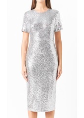 Endless Rose Women's Sequins Short Sleeve Midi Dress - Silver