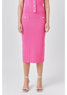 Endless Rose Women's Shank Button Midi Skirt - Pink