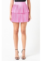 Endless Rose Women's Shiny Pu Pleated Mini Skirt - Pink