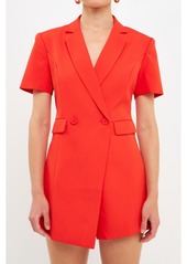 Endless Rose Women's Short Sleeve Blazer Romper - Orange