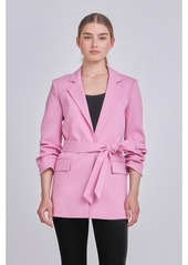 Endless Rose Women's Sleeve Cinched 3/4 Blazer - Pink