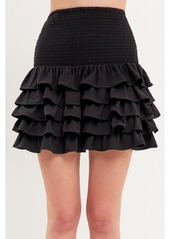 endless rose Women's Tiered Ruffle Mini Skirt - Jet black