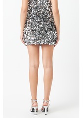 Endless Rose Women's Stretched Sequin Mini Skirt - Silver