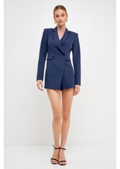 Endless Rose Women's Suit Blazer Romper - Navy