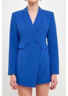 Endless Rose Women's Suit Blazer Romper - Blue